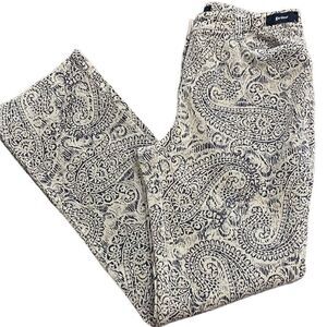 Gardeur Germany Pants EU 42 Black Beige Paisley Corduroy Stretch Trousers